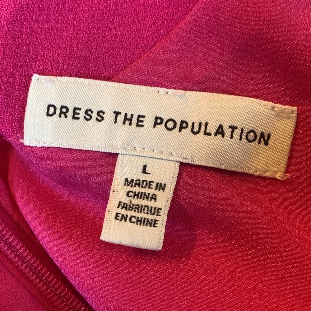 Dress the Population sz L hot pink cap sleeve midi dress - Picture 5 of 7